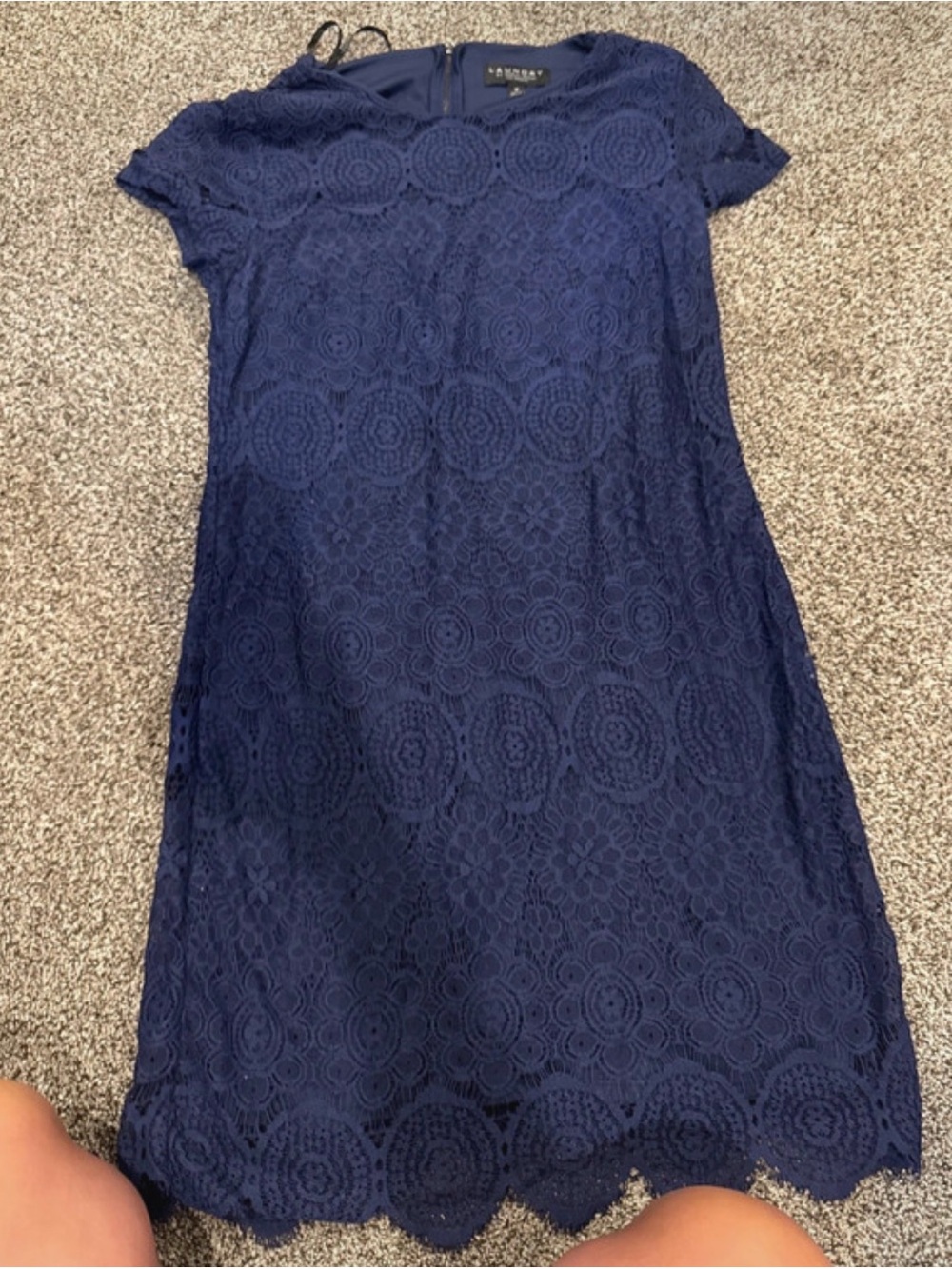 Laundry By Shelli Segal Navy Lace Crochet Shift Dress